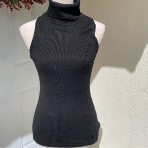 M.K.M DESIGNS. Metallic gold and Black Sleeveless, turtleneck‎ top.